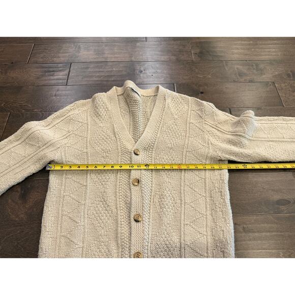 Vintage Lahmar Mens Beige Cardigan V Neck Button Up Sweater Size XL Made in USA - Picture 8 of 9